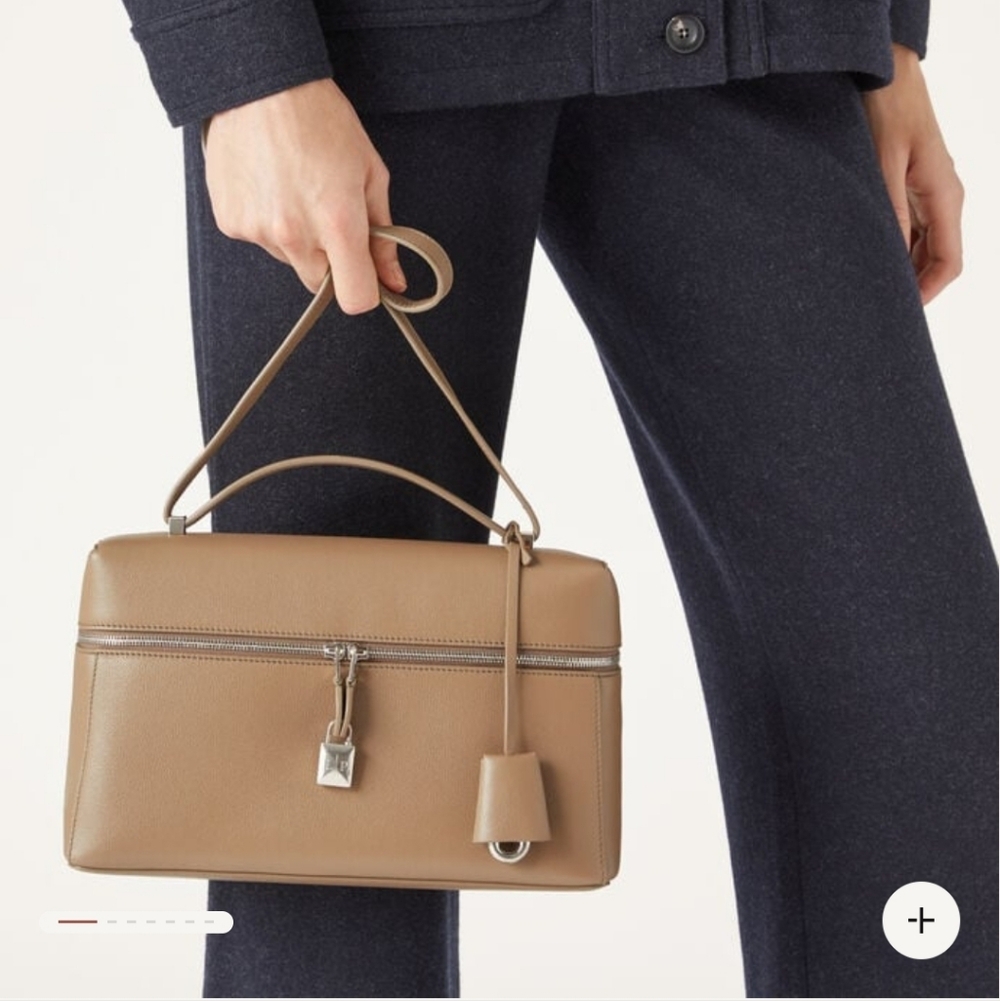 Loro Piana Extra Bag L27 Calfskin Warm Mastic/Antique Silver D0Q4 $4200